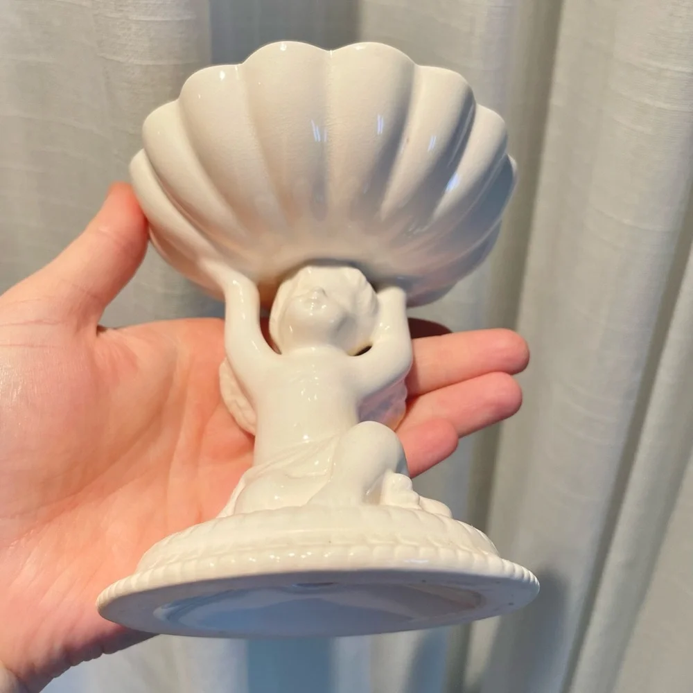 VTG Avon Cherub Soap Dish Holder Ivory White Etherial Bathroom Decor Jewelry